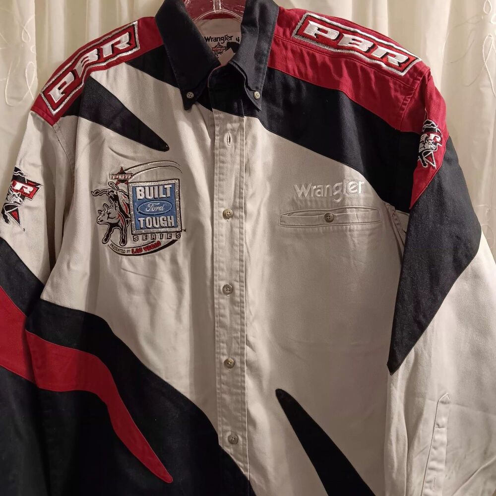 PBR Built Ford Tough  Wrangler Shirt Mens SZ XL  VTG Rodeo Festival Revival Ford